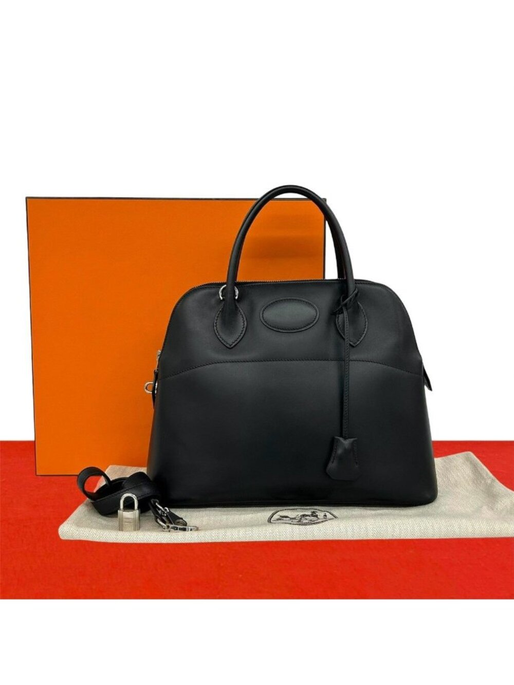 Hermes with Key Bolide 31 Box Calf Leather 2-Way Shoulder Bag Black